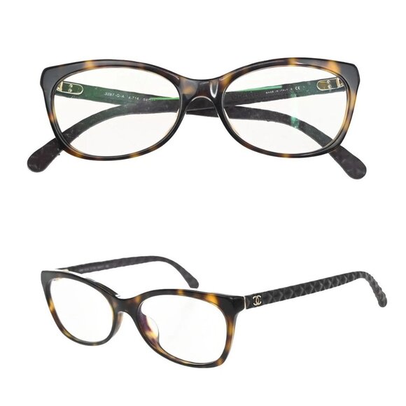 CHANEL Accessories - CHANEL CC Logo Matelasse Glasses Eye Wear 3287-Q-A Plastic Brown 09RF712